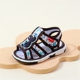 thumbnail image 4 of HKEJIAOI Toddler Squeaky Sandals with Removable Squeaker Anti-Slip Dinosaur Print Canvas Shoes Prewalker Open Toe Flats, 9M-3T, 4 of 8