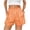 Orange, variant on Costeam Womens Vertical Striped Casual Shorts Ruffled Smocked Elastic Waist Fake Front Button Detail Side Inset Pockets Lightweight Crinkle Woven Fabric Loose Fit Summer Sleep Short Bottoms