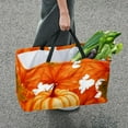 thumbnail image 7 of Maple Ieaf Pumpkin Large Foldable Oxford Cloth Shopping Bag Laundry Basket Grocery Baskets, 7 of 7