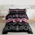 thumbnail image 2 of Castle Fairy Pink Romantic Rose Queen Comforter Set,Bohemian Damask Bedding Comforter Set, 2 of 8