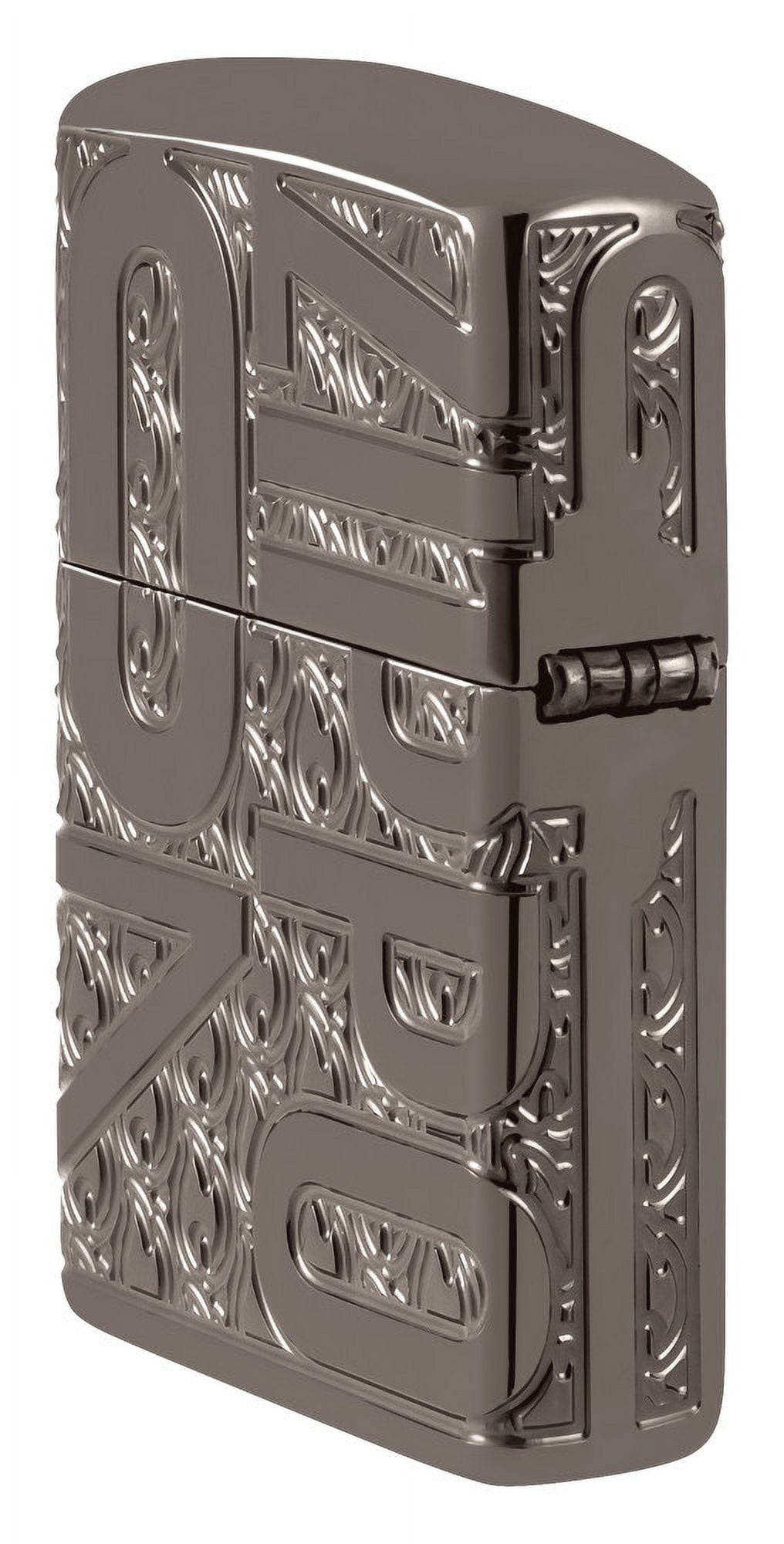 Zippo Reverse Carve Zippo Design Armor Black Ice Pocket Lighter