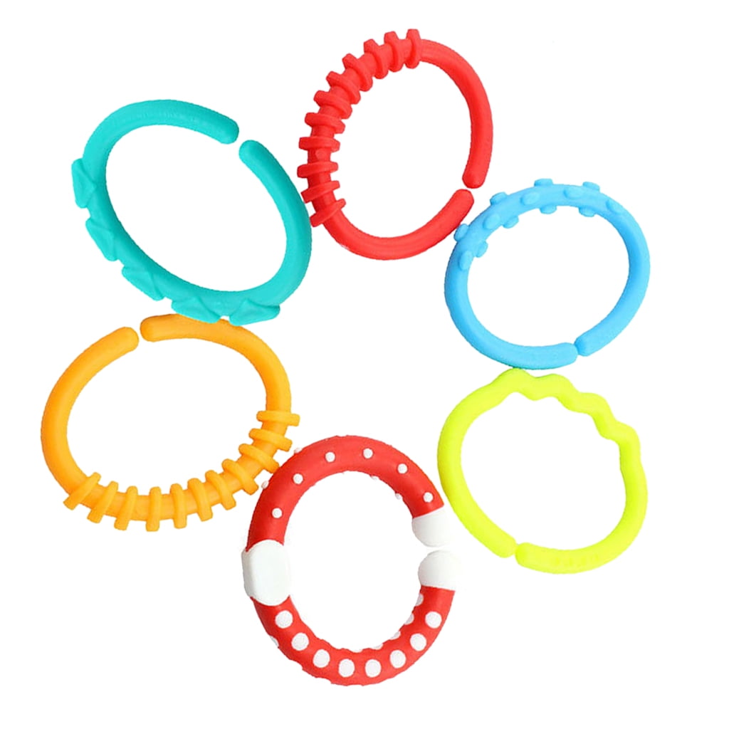 Rainbow Teether Ring Links Plastic Baby Kids Infant Stroller Gym Play Mat Toys 