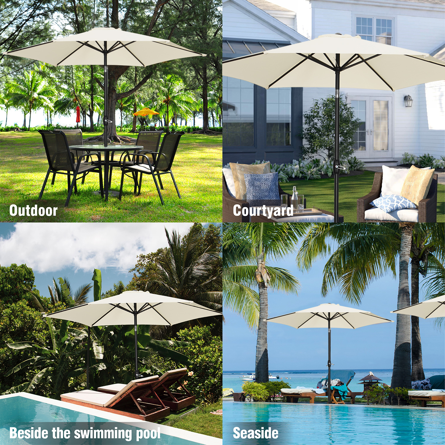 Ainfox 9 Ft Patio Umbrella Khaki Waterproof photo 7
