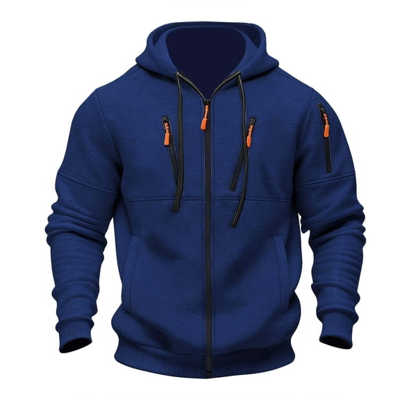 KHONTS Men's Jackets Contrast Hoodies Lightweight Sweatshirt Color Block Hoodies Navy XL