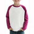 thumbnail image 6 of AUNVITO Boys & Girls Color Block Raglan Long Sleeve T-Shirt Casual Round Neck Top Relaxed Fit Modern Kids Apparel, 6 of 9