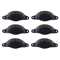 Renovators Supply Kitchen Cabinet Handles 4.5 in. Black Iron Kitchen Cabinet Knobs, Drawer Pulls w/Screws Pack of 6