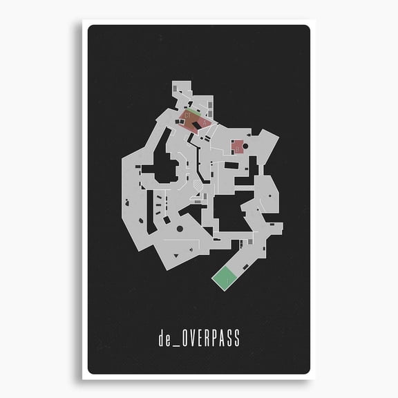 CS:GO de_Overpass Map Poster; Gaming Wall Art