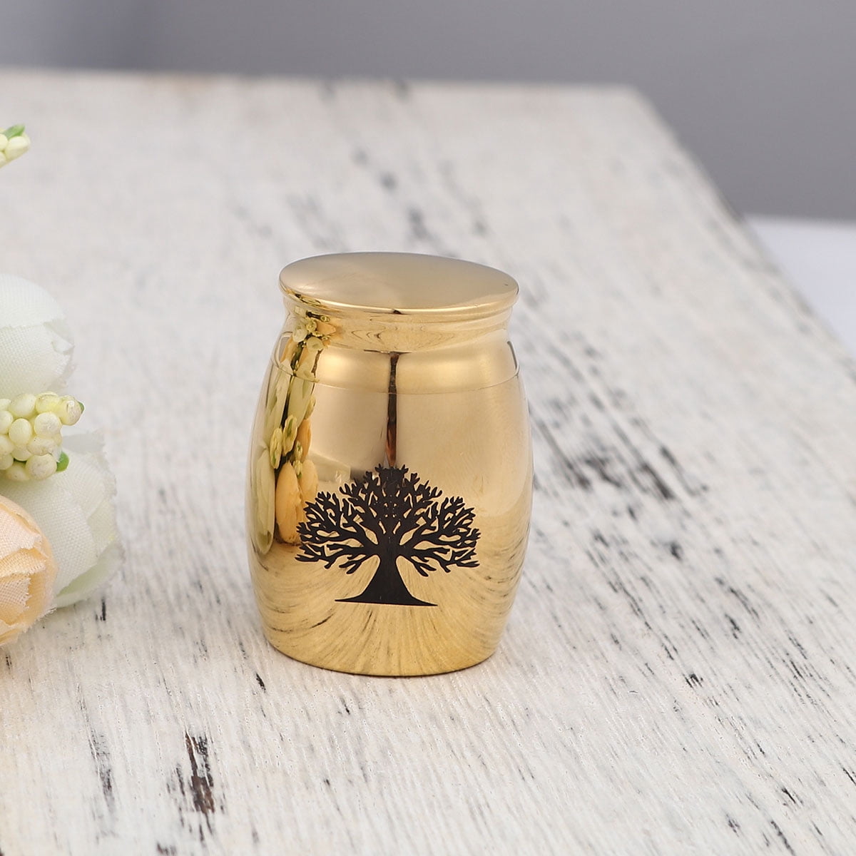 Tree of Life Cremation Urn, Mini Tree of Life Memoiral Urn for Ashes, Tree of Life Keepsake Urn for Ashes, Mini Urn for Dogs, Mini Urn for Cats, Ships Next Day! [Tree of Life, Gold, No Engraving]