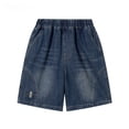 thumbnail image 4 of Leey-World Boys Shorts 5t Boys Baggy Jean Shorts Loose Fit Vintage Wide Leg Jorts Y2K Streetwear Casual Long Denim Shorts(9-10 Years,Blue), 4 of 5
