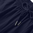 thumbnail image 4 of Iugvhana Womens Casual Cotton Linen Shorts Elastic Waist Drawstring Relaxed Fit Shorts Straight Leg Breathable Summer Lounge Shorts with Pocket Navy M, 4 of 9