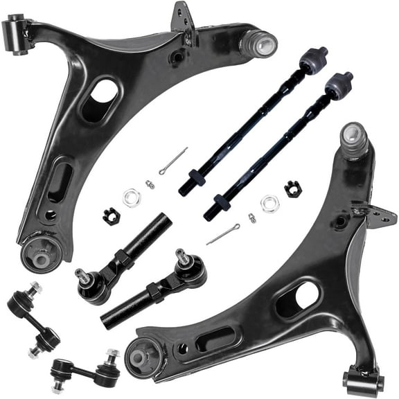 Detroit Axle - 8pc Front End Control Arms Kit for 2010-2014 Subaru Legacy, 2 Lower Control Arms with Ball Joints 2 Sway Bar End Links 4 Inner Outer Tie Rods 2011 2012 2013 Replacement