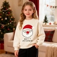 thumbnail image 2 of Chandail à Col Rond Imprimé pour Petits Enfants, Manches Longues, Chandail Confortable pour Filles, Haut à Capuche, Tenue Décontractée, Tenue de Vacances Festive, Tenue à Capuche pour Petite Fille, Vêtements d'Été pour Bébé Garçon, Grande Fille, Blanc Ani 5-6 Ans, 2 of 5