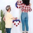 thumbnail image 6 of Hovilon Independence Day Wreath - USA Patriotic Heart Star Wall Decor, Red White Blue Pom Pom Door Hanging, 4th of July Memorial Day Party Centerpiece, American Flag Inspired Home Ornament, 6 of 8