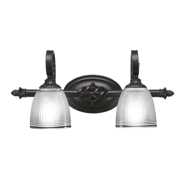 Elegante barra de baño de 2 luces en acabado de granito oscuro con 8 vidrios transparentes