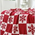 thumbnail image 4 of Ultra Soft Cozy Buffalo Checkerboard Christmas Red Snowflake Knitted Throw Blanket Fluffy Microfiber Lightweight Fleece Checkered Bed Blanket for Sofa Couch Bed 50"X60", 4 of 6
