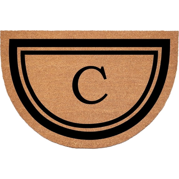 Calloway Mills 152961830HC C Half Circle Black Border 18" x 30" Monogram Doormat (Letter C)