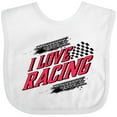 thumbnail image 3 of Inktastic I Love Racing with Tire Marks Boys or Girls Baby Bib, 3 of 4
