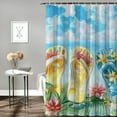 thumbnail image 2 of Patifu Flip Flops Flowers Summer Shower Curtain Set 100% Polyester Bathroom Curtain with Hooks 36"x72, 2 of 7
