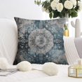 thumbnail image 4 of Boho Blue Carpet Pattern Linen Ethnic Design Throw Pillow Covers 18 X 18 Inch, Set Of 4, Linen Study Sofa Cushion Cover Indoor Living Room Home Decor, 4 of 6