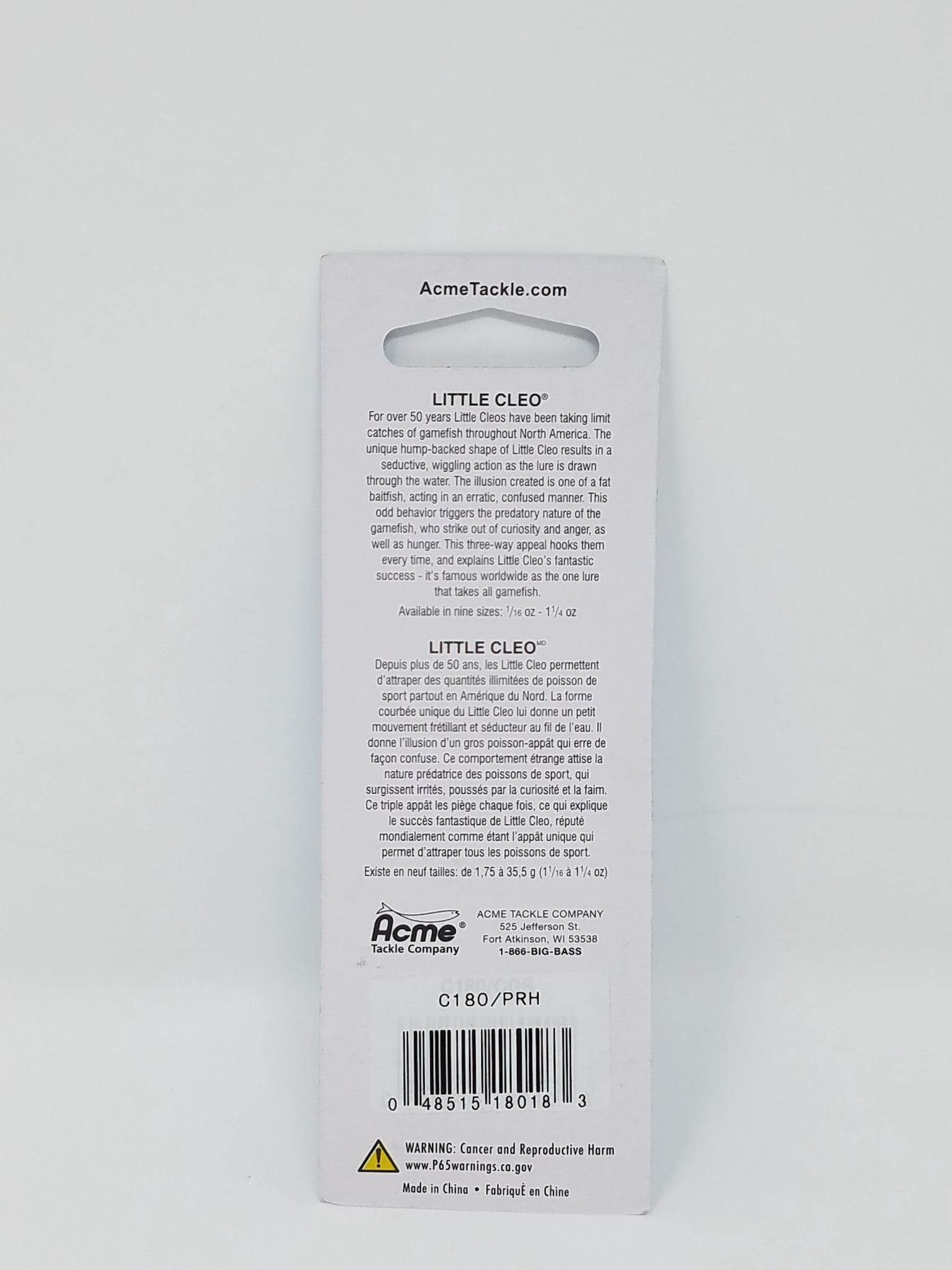 Acme Tackle Little Cleo Fishing Spoon Pearl & Red Head 1/8 oz.