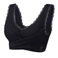 thumbnail image 1 of Sujetador push-up ajustable con borde de encaje y hebilla lateral cruzada frontal sin aro de acero, ropa interior para correr y yoga, 1 of 5