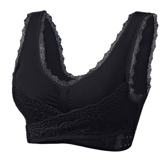 Sujetador push-up ajustable con borde de encaje y hebilla lateral cruzada frontal sin aro de acero, ropa interior para correr y yoga