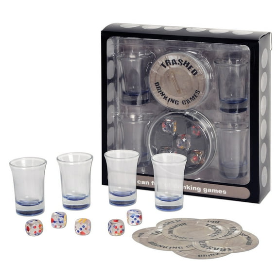 Beistle Pack of 6 Clear and White Trashed Drinking Party Games