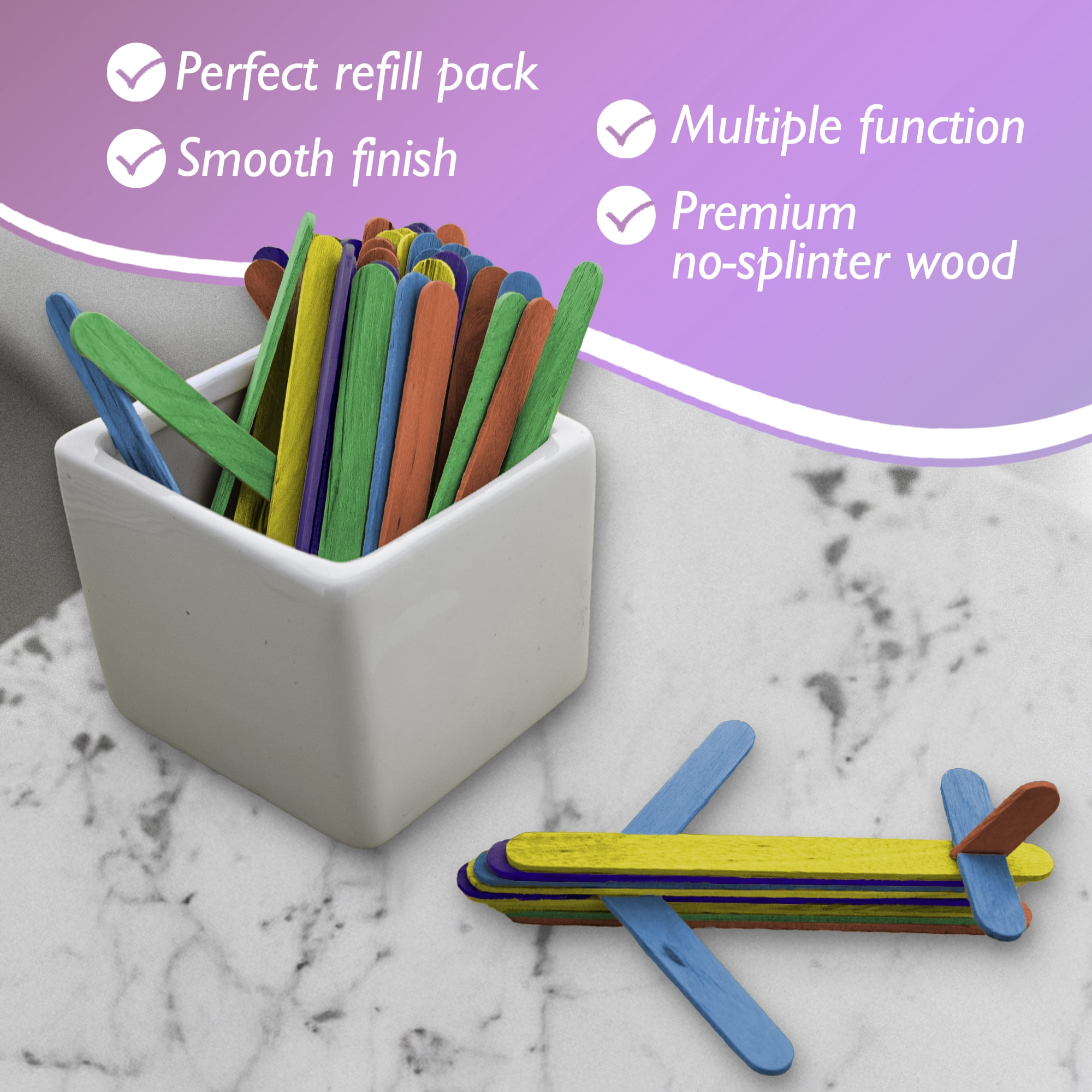 BAZIC Natural Craft Stick (100/Pack) / Box Qty - 24