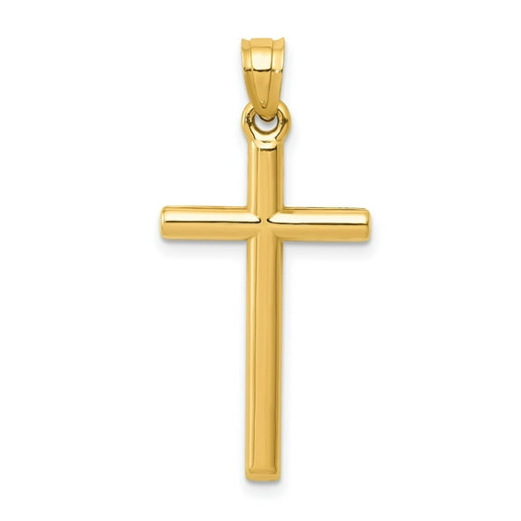 14k Yellow Gold Classic Latin Cross Pendant Necklace for Men and Women with Polished Finish Long Chain Spiritual Jewelry for Daily Wear