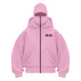 thumbnail image 5 of LIWENLI Fleece Lined Zip Up Hoodie Men with Balaclava Mask Trendy Print Sweatshirt, S-2XL (Pink,L), 5 of 8
