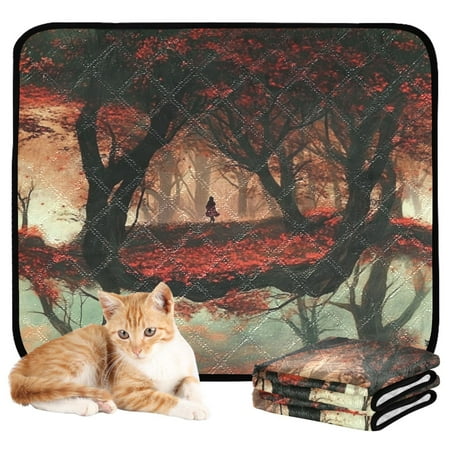 Washable Pet Pee Pads with Super Absorbent Reusable Training Pads for Dogs & Cats Autumn Forest