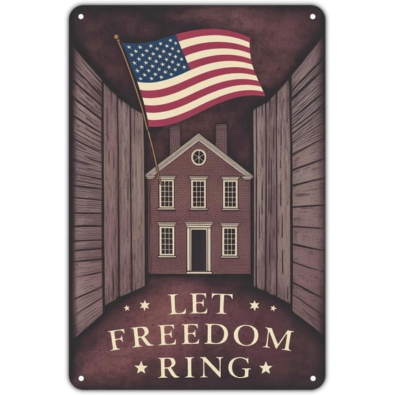 Let Freedom Ring Patriotic Americana American Tin Sign 12 x 8 Inch Vintage Wall Decor