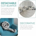 thumbnail image 4 of Cojín de cuna de 4 piezas con diseño de serpiente trenzada de terciopelo, protector de cuna para recién nacidos, decoración de habitación, gris, blanco, verde y azul, 1,5 m, 4 of 5