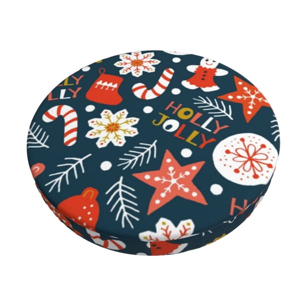 Disketp Holiday Christmas Cookies Funda Redonda para Taburete, Funda de Cojín para Silla de Bar Suave y Elástica-14 inch