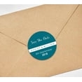 thumbnail image 3 of Darling Souvenir Round 45 Pcs Custom Save The Date Stickers Personalized Wedding Bride Groom Names And Date Envelope Seals - Teal Blue, 3 of 4
