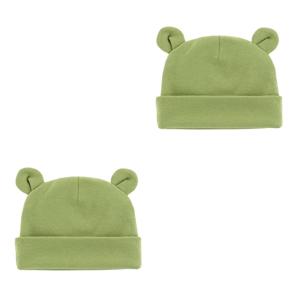 Sonducket Gorro para recién nacido con orejas, elástico multifuncional, para fotografía, gorros para niñas y niños, gorros para niños Fruta Verde 2Conjunto