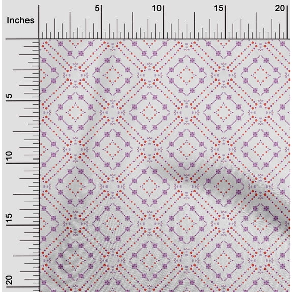 oneOone Cotton Silk Dusty Violet Fabric Dot|Heart & Diamond Shape Geometric Sewing Fabric By The Yard Printed Diy Clothing Sewing Supplies 42 Inch Wide