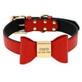 thumbnail image 2 of Beirui Cute Bow Tie Dog Collar Personalized Soft Leather Pet Puppy Collars Custom Engraved Name Adjustable XS-XL, 2 of 9