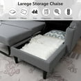 thumbnail image 6 of Lecut L Shaped Sofa Couch with Pull Out Bed Sleeper Sofa Sectional for Living Room Comfy Linen Fabric Tufted Pull Out Couch with Storage Chaise Cup Holders 75" Grey, 6 of 9
