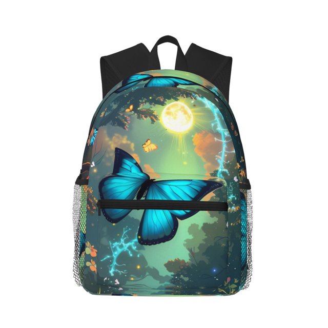 Fotbe Enchanted Forest Butterfly A Mochila Ligera Casual para Laptop para Hombres y Mujeres, Mochila Impermeable de Uso Diario, Mochila para Universidad