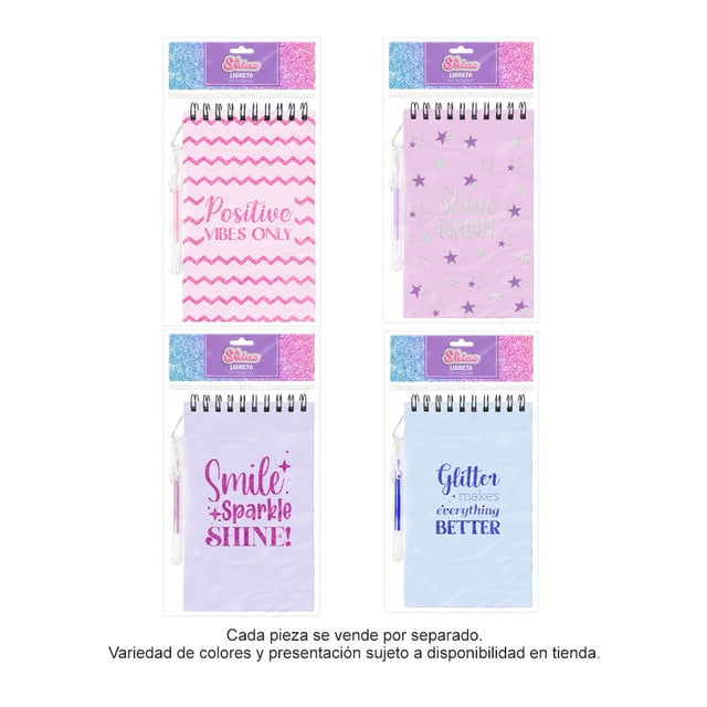 Prichos Libreta con Bolígrafo Con Decorado de Glitter Rectangular Varios Modelos 1 Pieza