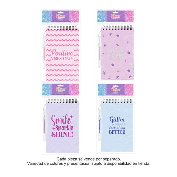 Prichos Libreta con Bolígrafo Con Decorado de Glitter Rectangular Varios Modelos 1 Pieza