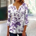 thumbnail image 1 of Fiudx Camisas para Mujer Camiseta Estampada a La Moda para Mujer, Blusa con Mangas 3/4, Camisetas Informales con Cuello En V, 1 of 5