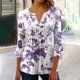 thumbnail image 4 of Camisetas de Cuello en V Mujeres, Impreso 3/4 Manga Blusa Casual Hecha de Cómodo Estante de Imitación para Toda la Temporada de Uso Diario, Camisetas Casuales de Mujer, 4 of 5