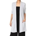 thumbnail image 1 of Cardigan Ouvert en Jersey à Manches 3/4 Décontracté pour Femmes, 1 of 7