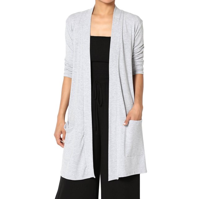 Cardigan Ouvert en Jersey à Manches 3/4 Décontracté pour Femmes