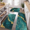thumbnail image 2 of Teal and Gold Marble Glitter Dots Pattern Kitchen Rugs Sets Of 3,Kitchen Runner Rugs Non Skid Washable,Decorative Kitchen Floor Mats for Kitchen,Sink,Laundry,17"x30"+ 17"x47" + 17"x59", 2 of 6