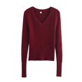 thumbnail image 4 of HH TRAF Otoño Mujer Sólido Cuello En V Manga Larga Suéter Pulóver Mujer Elegante High Street Casual 3 Colores Suéter Ajustado Mujer, 4 of 5