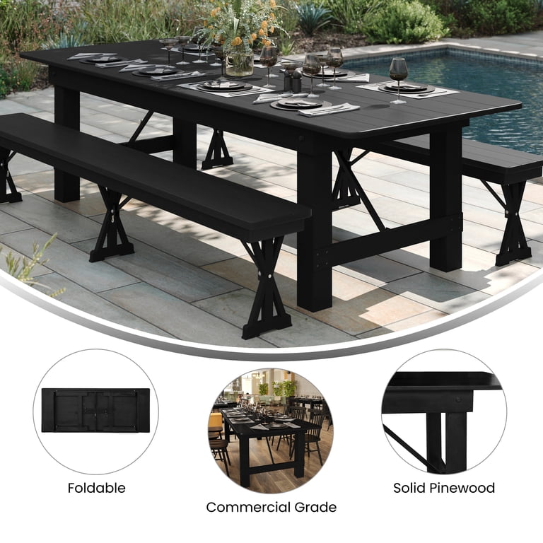 Flash Furniture HERCULES Wooden Farmhouse Folding Table 40