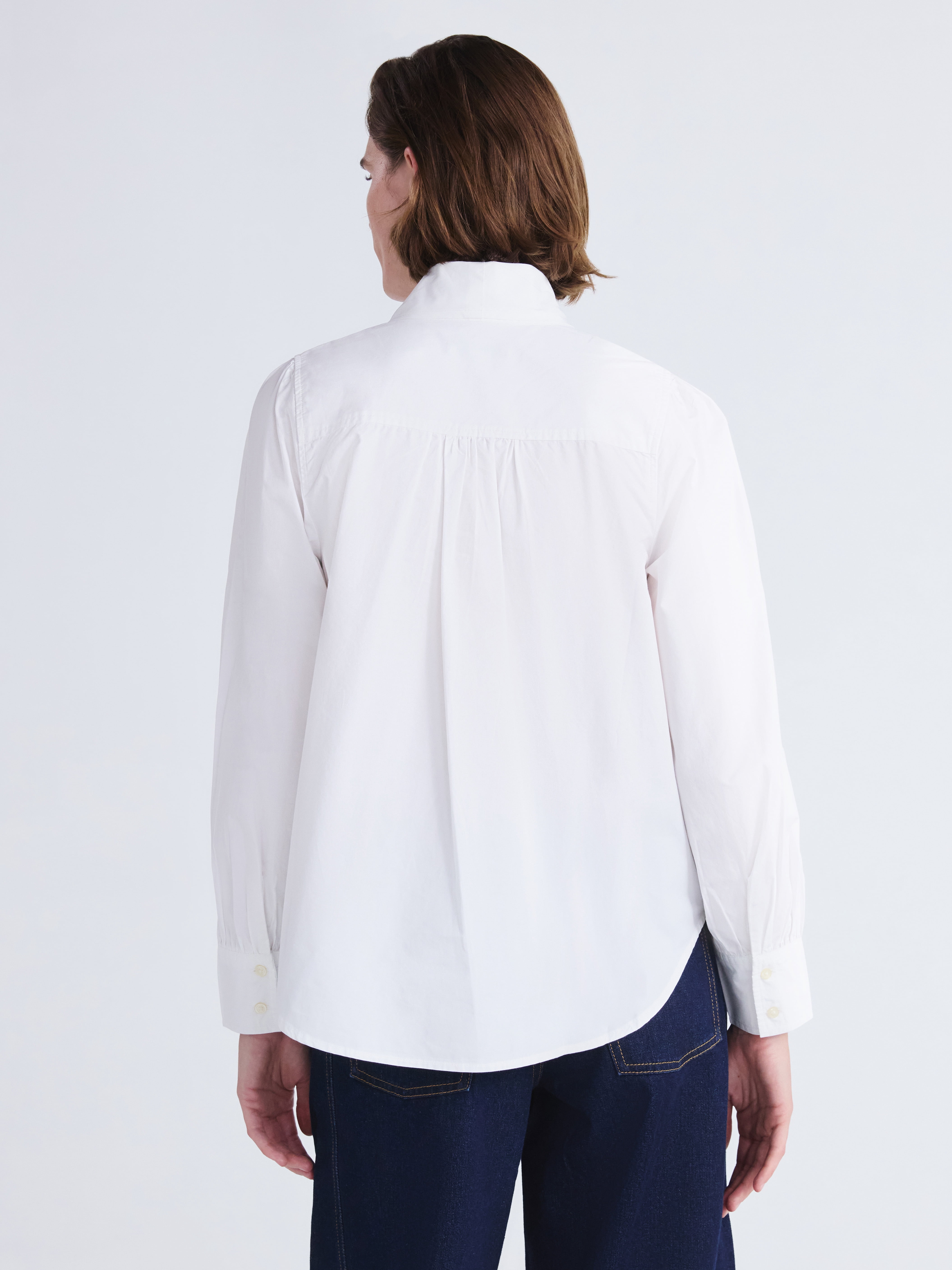 Free Assembly Women's Cotton Tie Neck Blouse with Long Puff Sleeves, Sizes XS-XXL